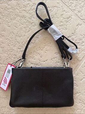 Women's Black Leatherette Crossbody Bag with Removable Strap